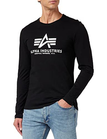 Alpha Industries Herren Basic T-LS Longsleeve T-Shirt, Black, im Sale